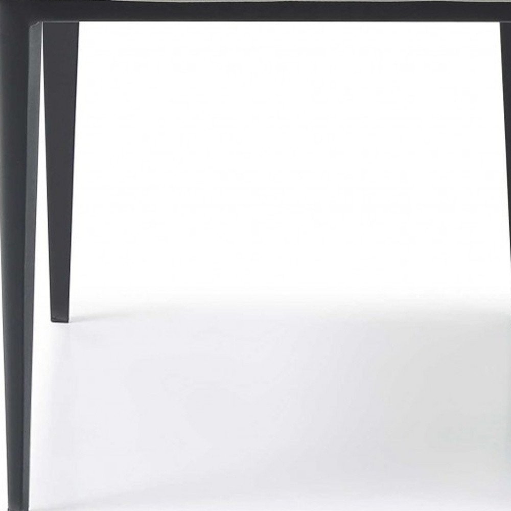 Set of Two Gray and Black Upholstered Faux Leather Dining Side Chairs HomeRoots