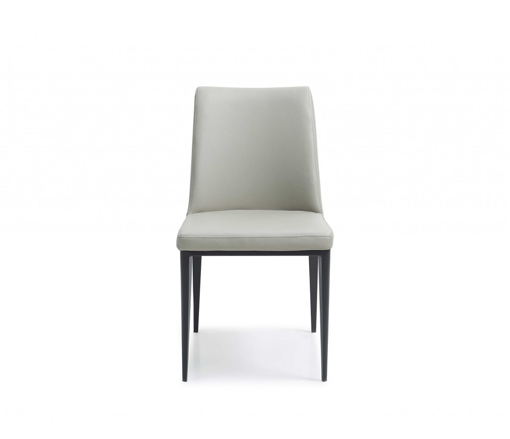 Set of Two Gray and Black Upholstered Faux Leather Dining Side Chairs HomeRoots