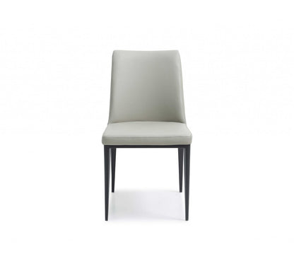 Set of Two Gray and Black Upholstered Faux Leather Dining Side Chairs HomeRoots