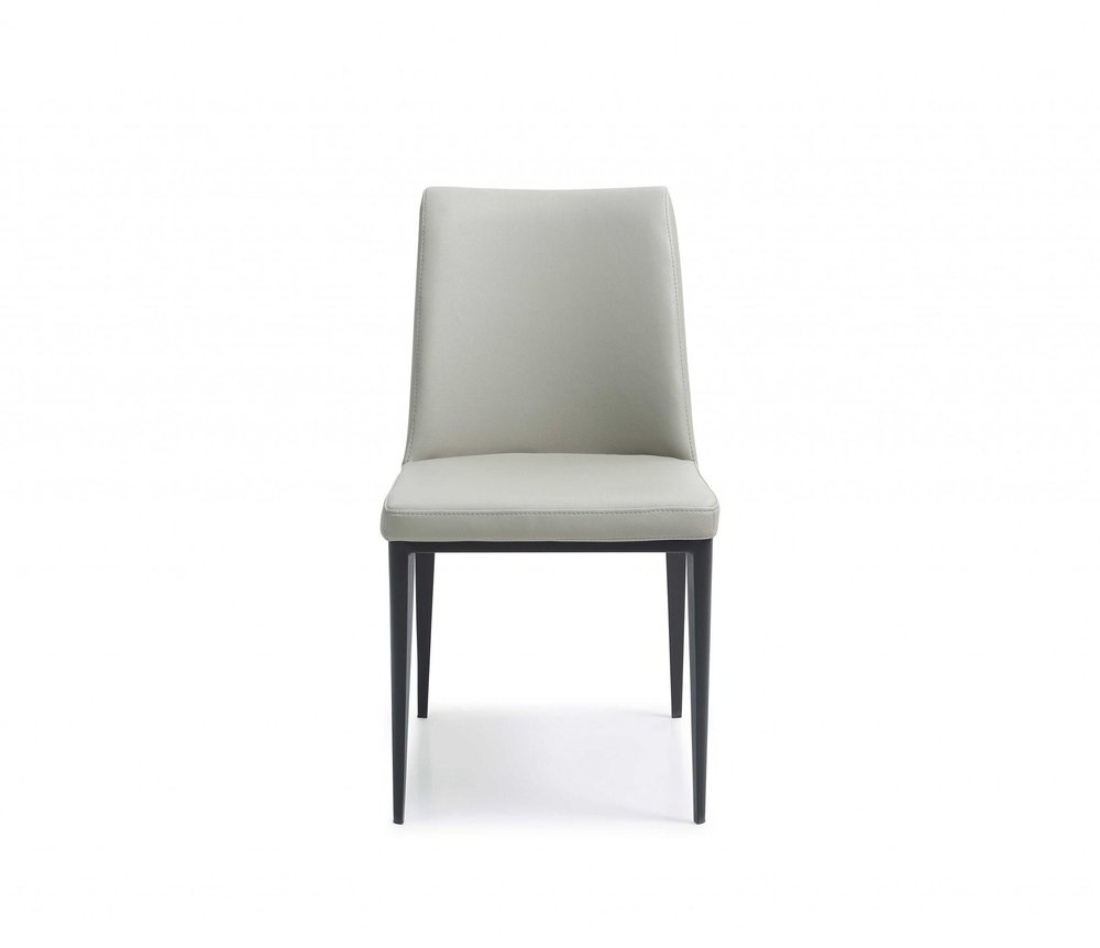 Set of Two Gray and Black Upholstered Faux Leather Dining Side Chairs HomeRoots