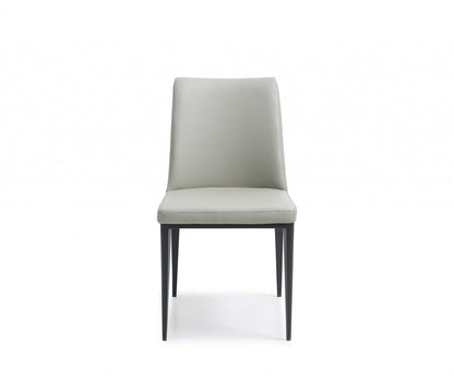 Set of Two Gray and Black Upholstered Faux Leather Dining Side Chairs HomeRoots