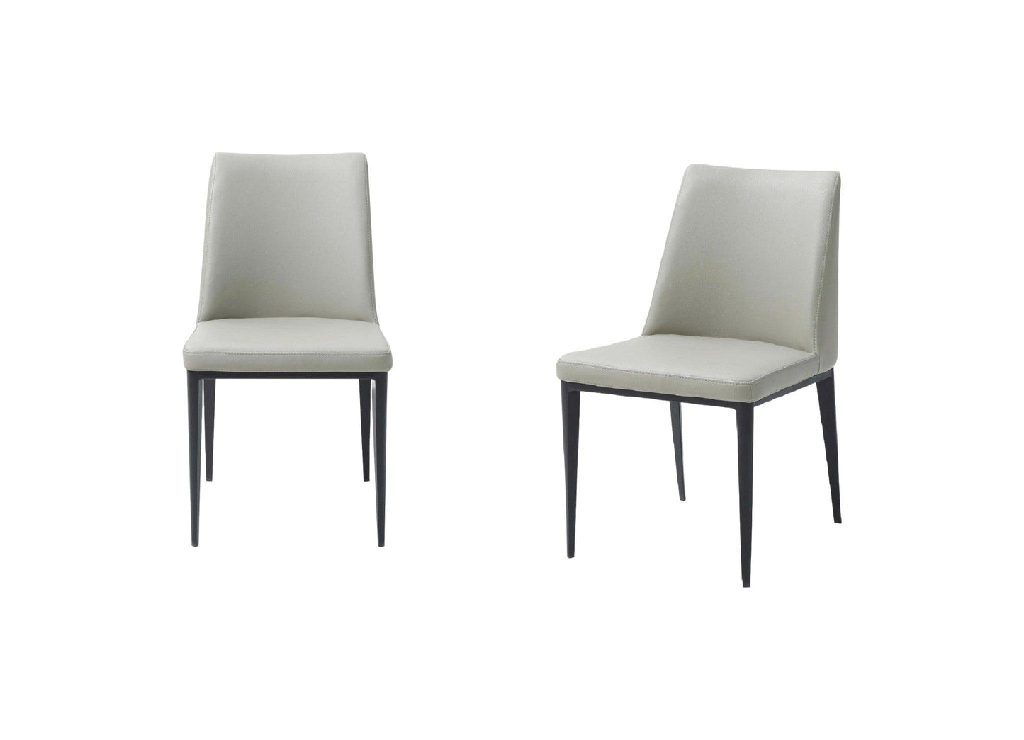 Set Of 2 Light Grey Faux Leather And Metal Dining Chairs - FurniFindUSA