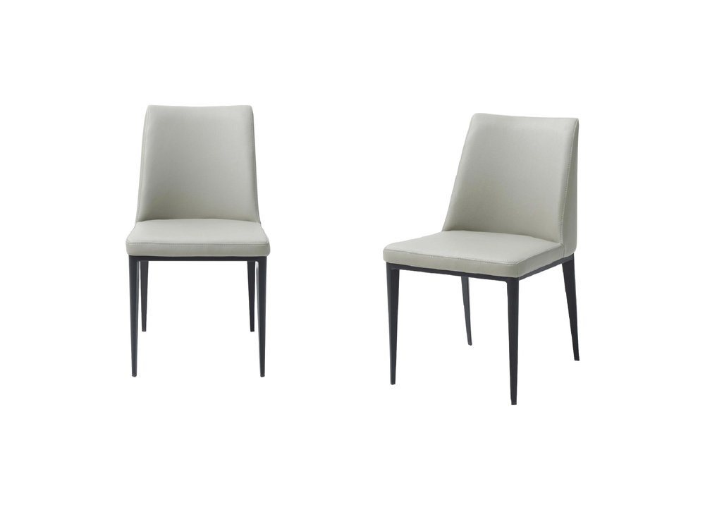 Set of Two Gray and Black Upholstered Faux Leather Dining Side Chairs HomeRoots