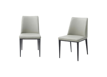 Set of Two Gray and Black Upholstered Faux Leather Dining Side Chairs HomeRoots