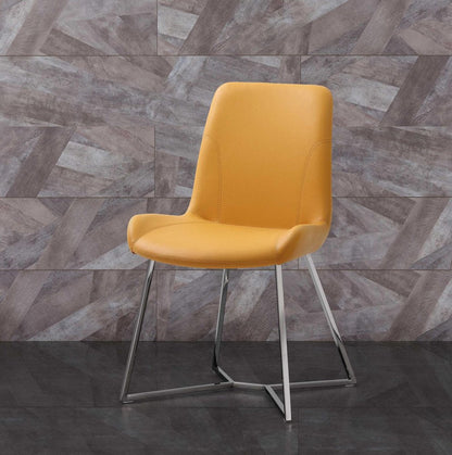 Set of Two Orange and Silver Upholstered Dining Side Chairs HomeRoots