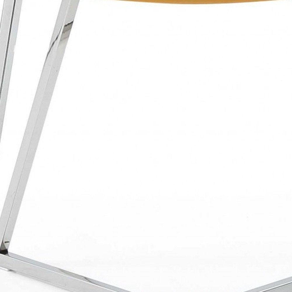 Set of Two Orange and Silver Upholstered Dining Side Chairs HomeRoots