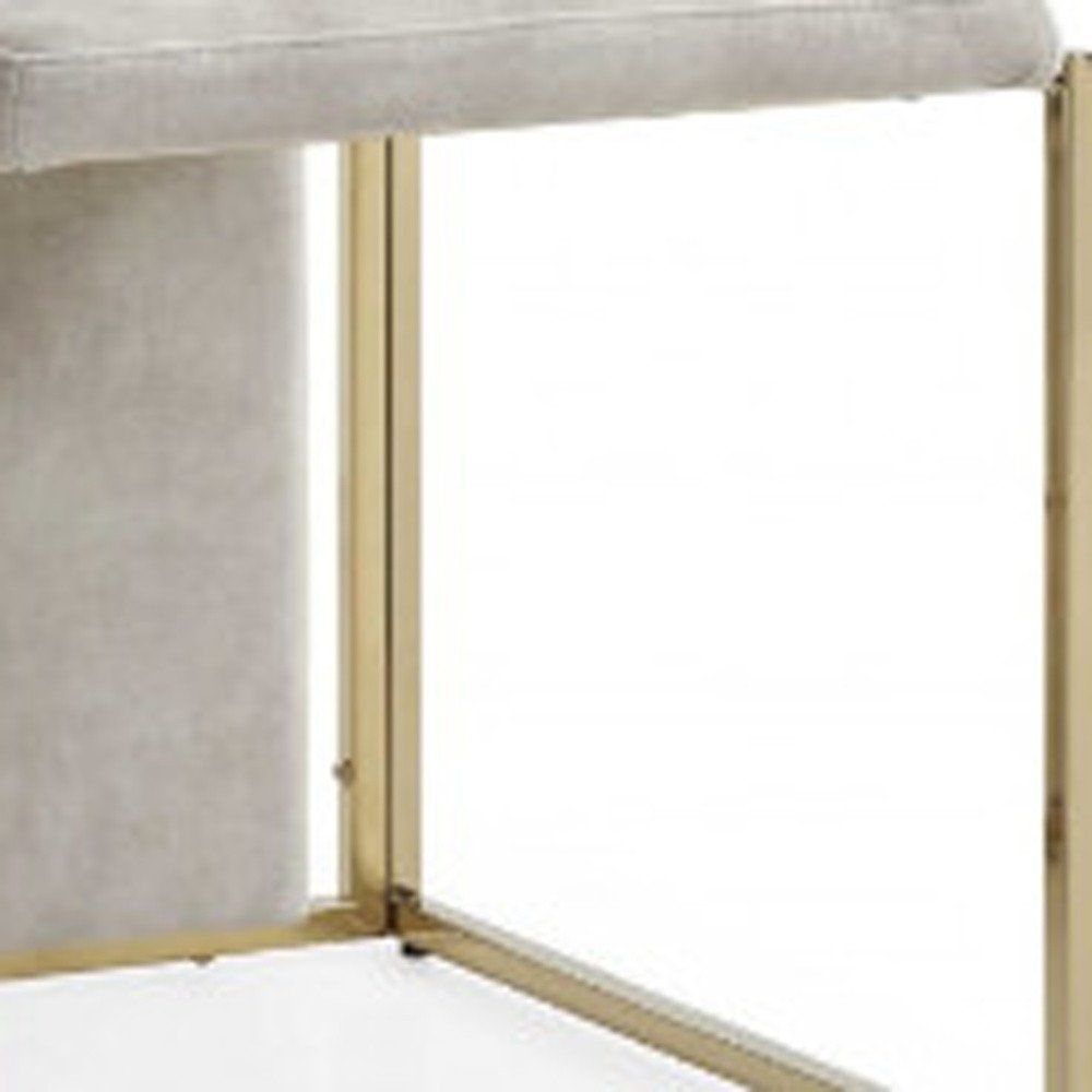 Set of Two Beige and Gold Upholstered Dining Side Chairs HomeRoots