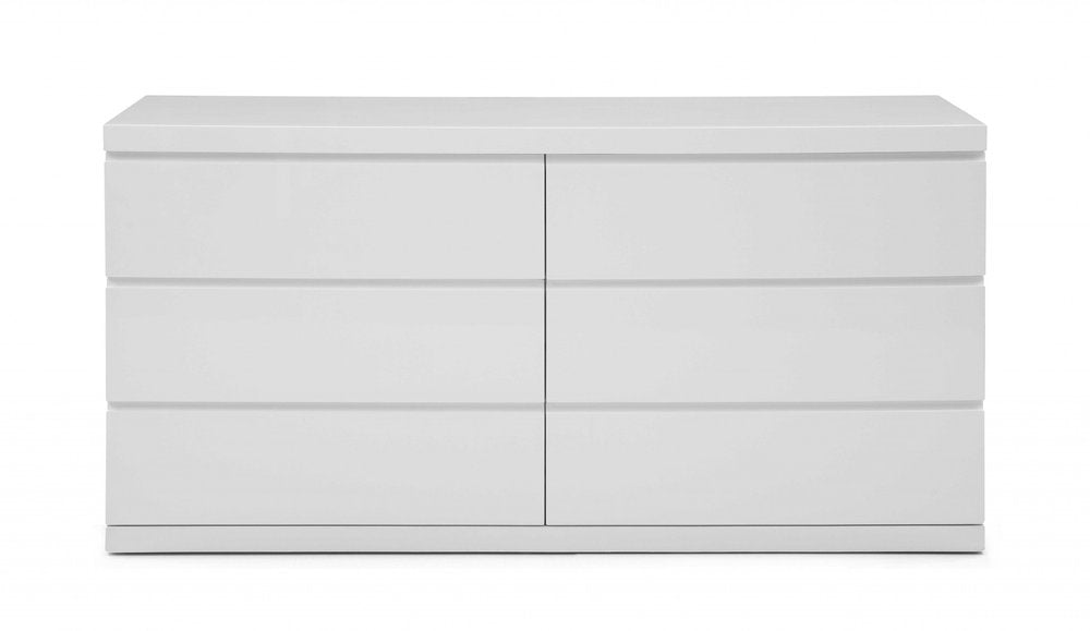 63" White Solid Wood Six Drawer Double Dresser HomeRoots