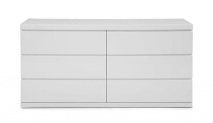 63" White Solid Wood Six Drawer Double Dresser HomeRoots