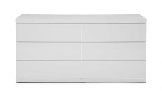 63" White Solid Wood Six Drawer Double Dresser HomeRoots