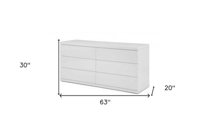 63" White Solid Wood Six Drawer Double Dresser HomeRoots