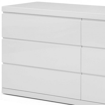 63" White Solid Wood Six Drawer Double Dresser HomeRoots