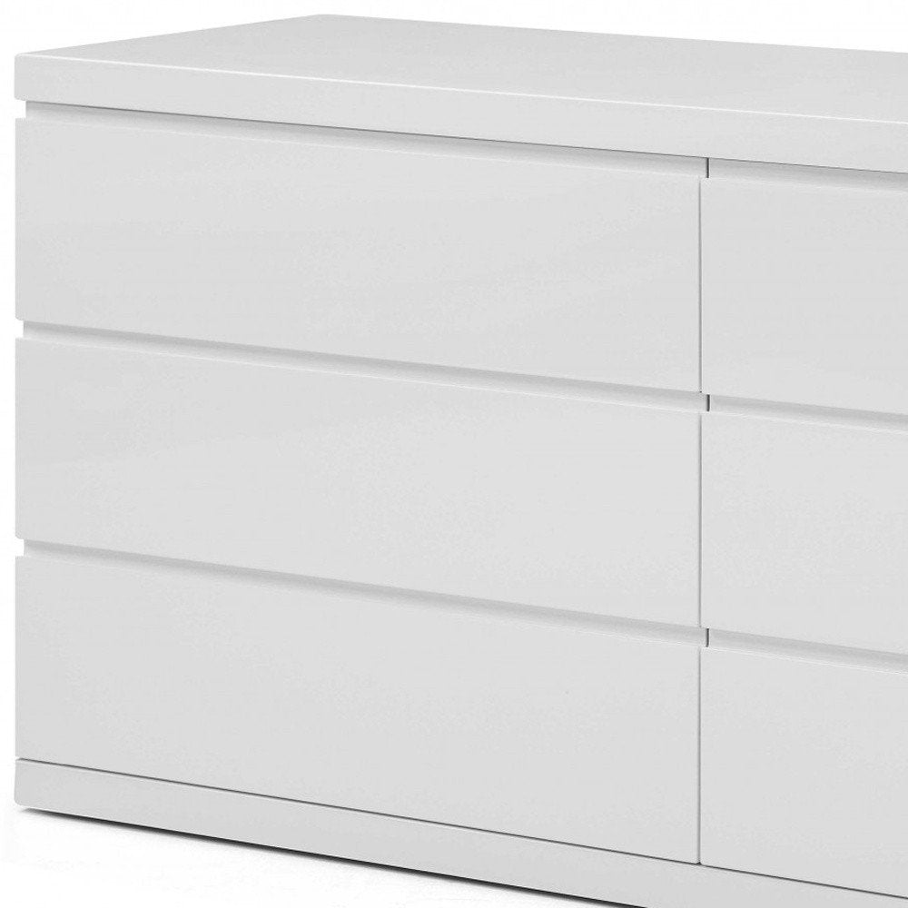63" White Wood Six Drawer Double Dresser — view 4