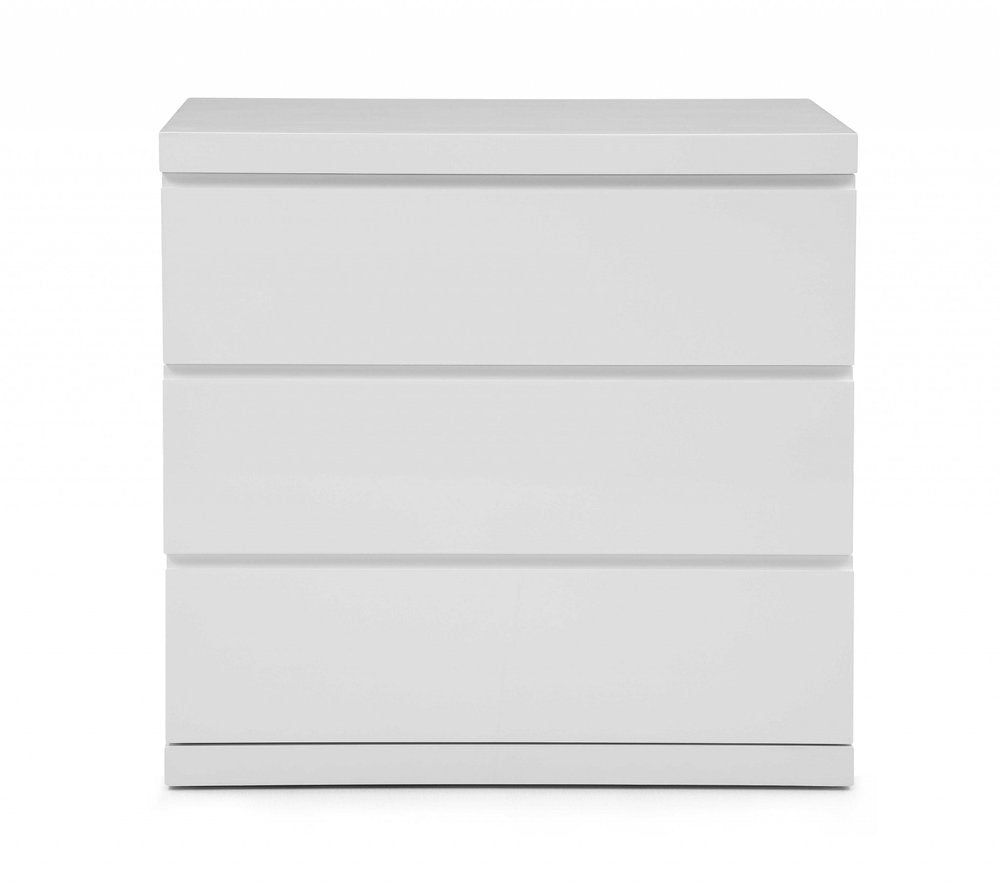 31" White Wood Three Drawer Dresser