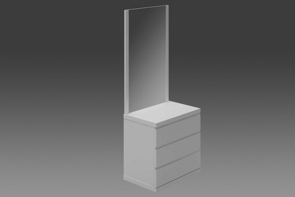 31" White Wood Three Drawer Dresser — view 3