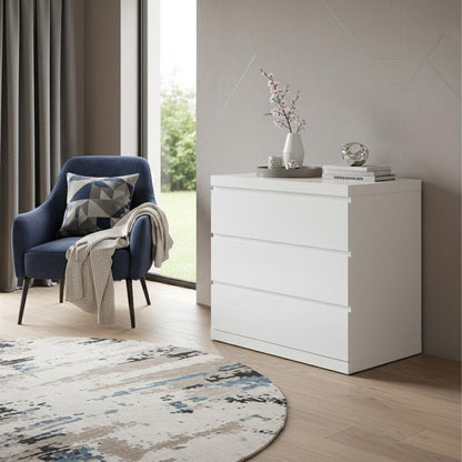 31" White Wood Three Drawer Dresser