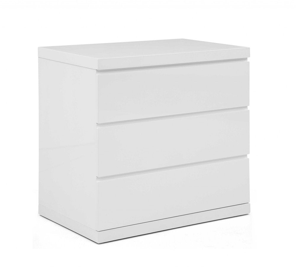 31" White Wood Three Drawer Dresser — view 4