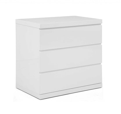 31" White Wood Three Drawer Dresser