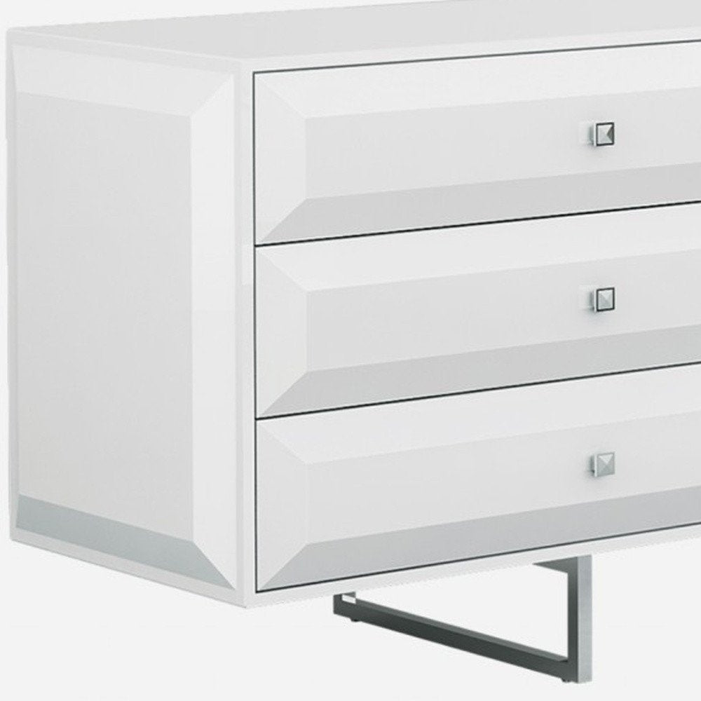 72" White Wood Six Drawer Double Dresser — view 4