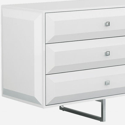 72" White Wood Six Drawer Double Dresser