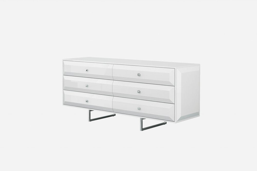 72" White Wood Six Drawer Double Dresser — view 5