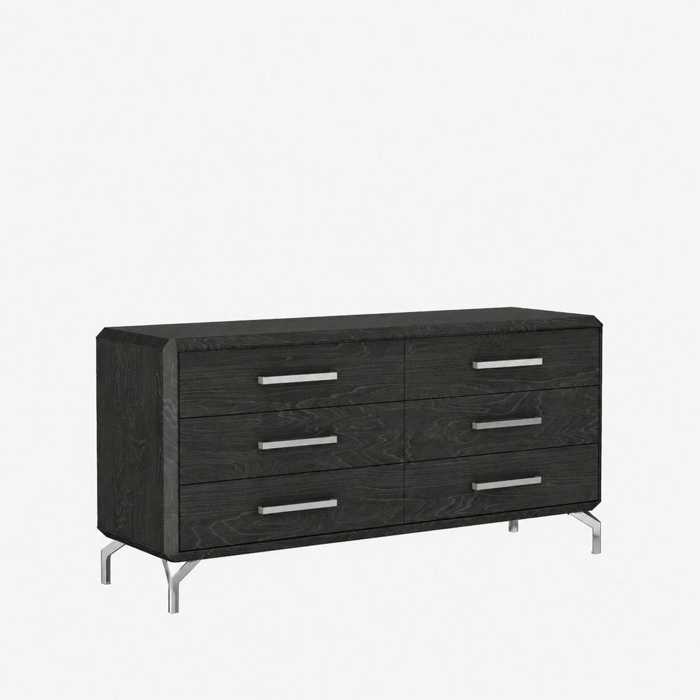 67" Gray Wood Six Drawer Double Dresser
