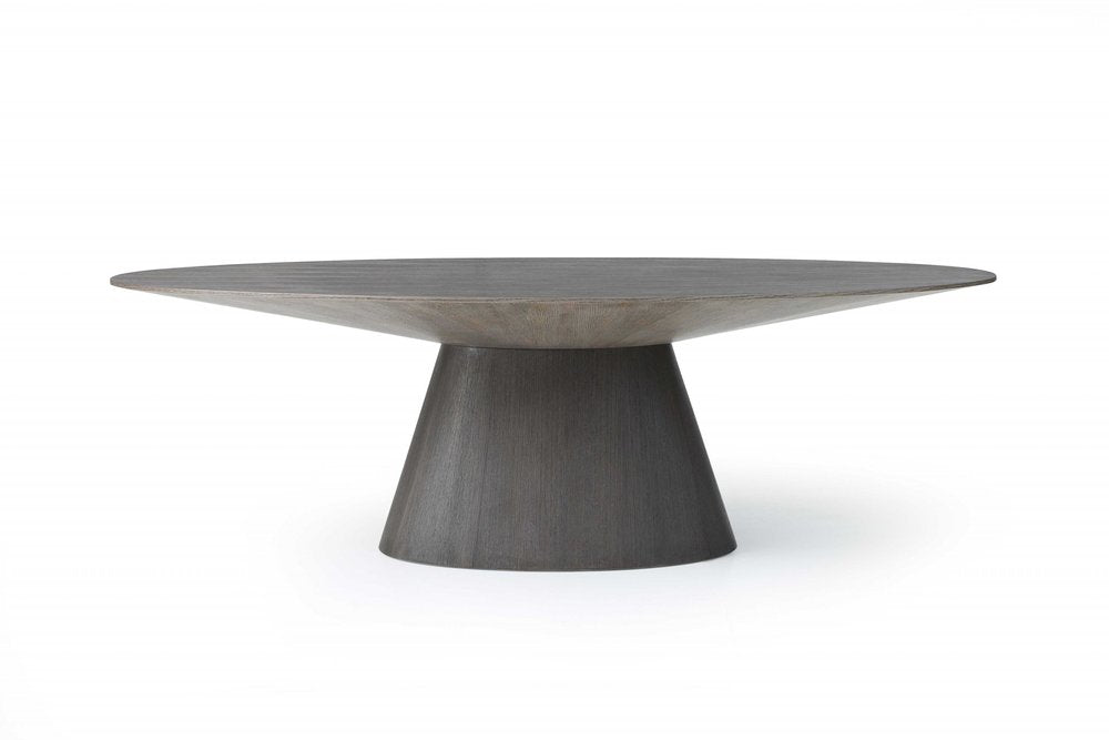 95" Gray Rounded Solid Wood Pedestal Base Dining Table HomeRoots