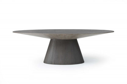 95" Gray Rounded Solid Wood Pedestal Base Dining Table HomeRoots