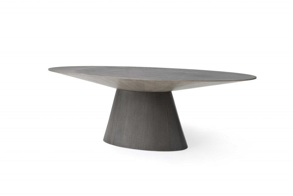 95" Gray Rounded Solid Wood Pedestal Base Dining Table HomeRoots