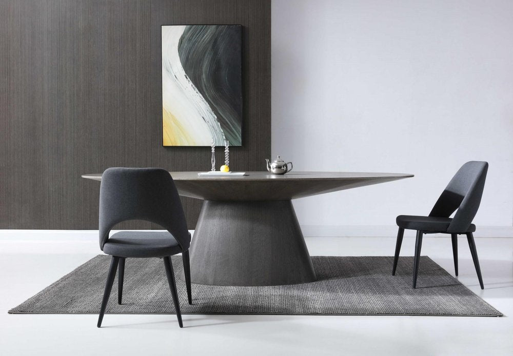 95" Gray Rounded Solid Wood Pedestal Base Dining Table HomeRoots