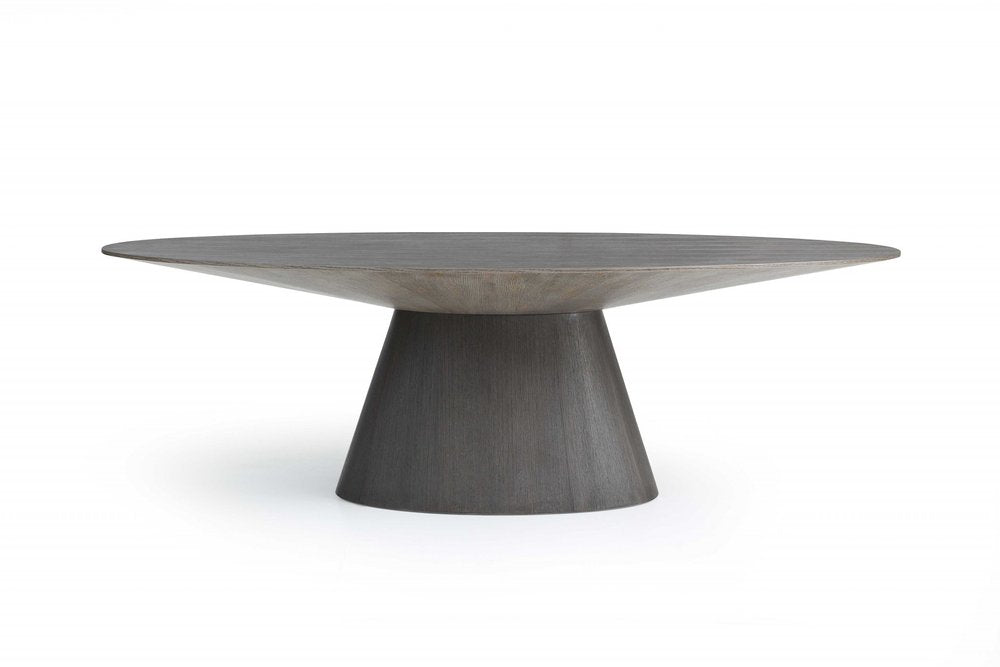 95" Gray Rounded Solid Wood Pedestal Base Dining Table HomeRoots