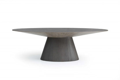 95" Gray Rounded Solid Wood Pedestal Base Dining Table HomeRoots