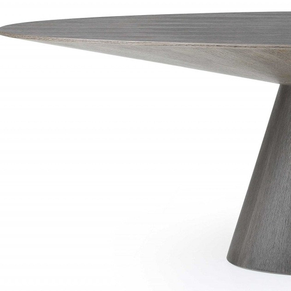 95" Gray Rounded Solid Wood Pedestal Base Dining Table HomeRoots