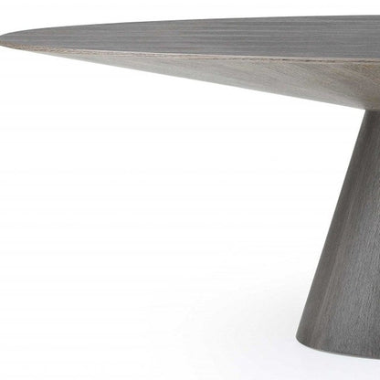 95" Gray Rounded Solid Wood Pedestal Base Dining Table HomeRoots