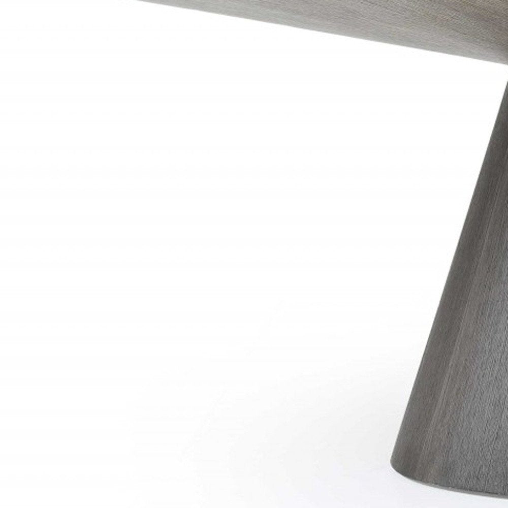 95" Gray Rounded Solid Wood Pedestal Base Dining Table HomeRoots