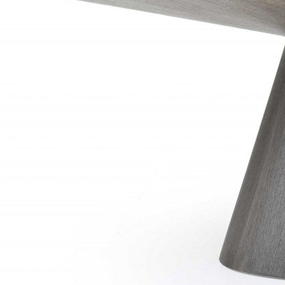 95" Gray Rounded Solid Wood Pedestal Base Dining Table HomeRoots