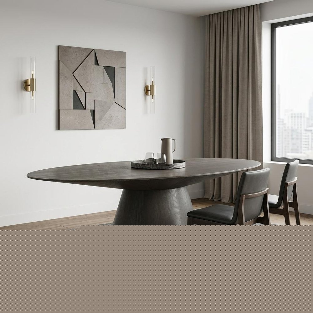 95" Gray Rounded Solid Wood Pedestal Base Dining Table HomeRoots