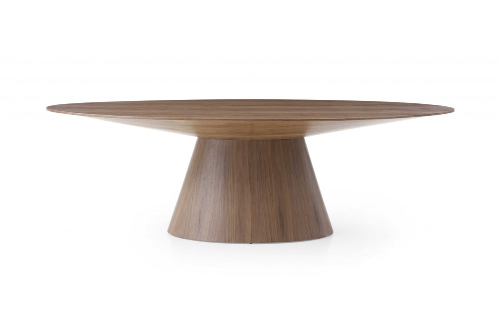 95" Brown Oval Solid Wood Pedestal Base Dining Table HomeRoots