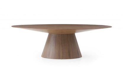 95" Brown Oval Solid Wood Pedestal Base Dining Table HomeRoots