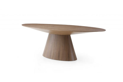95" Brown Oval Solid Wood Pedestal Base Dining Table HomeRoots