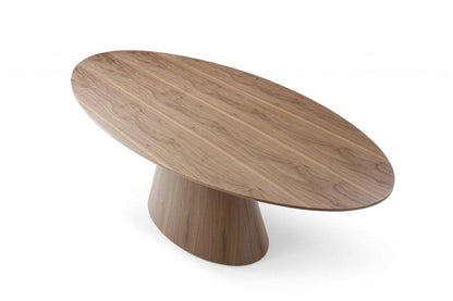 95" Brown Oval Solid Wood Pedestal Base Dining Table HomeRoots