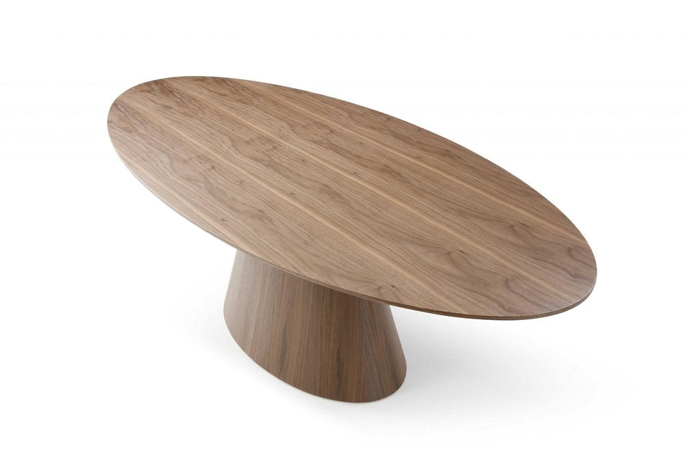 95" Brown Oval Solid Wood Pedestal Base Dining Table HomeRoots