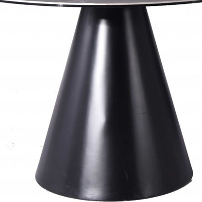 47" Gray Rounded Stone And Iron Pedestal Base Dining Table HomeRoots
