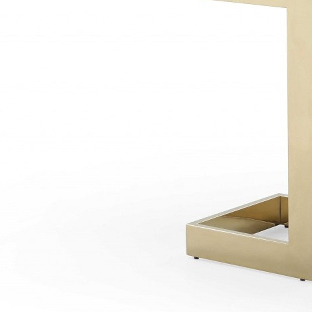 87" Clear And Gold Glass And Stainless Steel Double Pedestal Base Dining Table HomeRoots