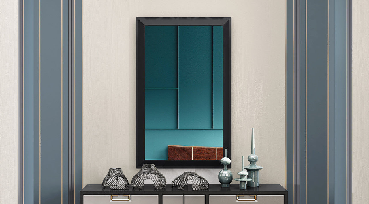 51" Black Wood Framed Accent Mirror HomeRoots