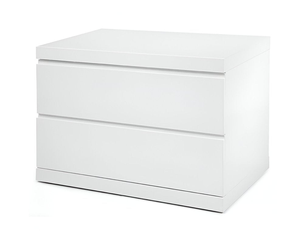 20" White Wood Two Drawer Nightstand — view 2