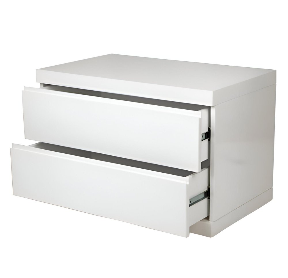20" White Wood Two Drawer Nightstand — view 3