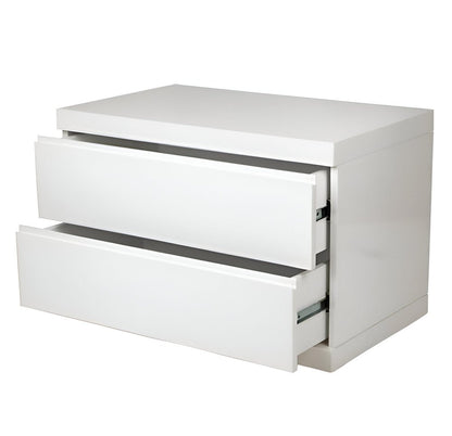 20" White Wood Two Drawer Nightstand