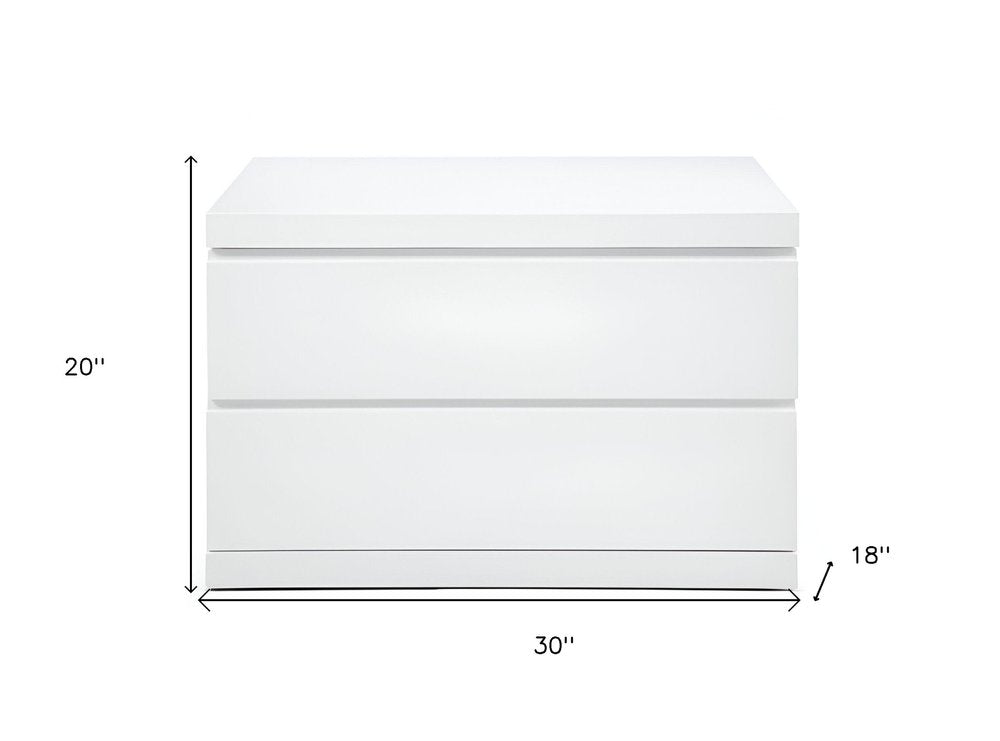 20" White Wood Two Drawer Nightstand HomeRoots