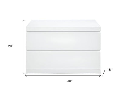 20" White Wood Two Drawer Nightstand HomeRoots